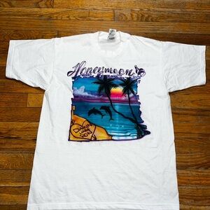 Vintage Fruit of the Loom White Honeymoon Graphic Tee